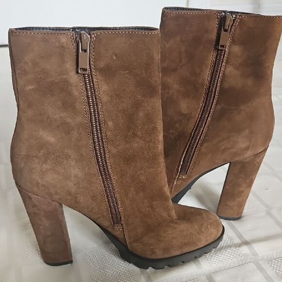 Brown Suede Ankle Boots - Picture 1 of 16